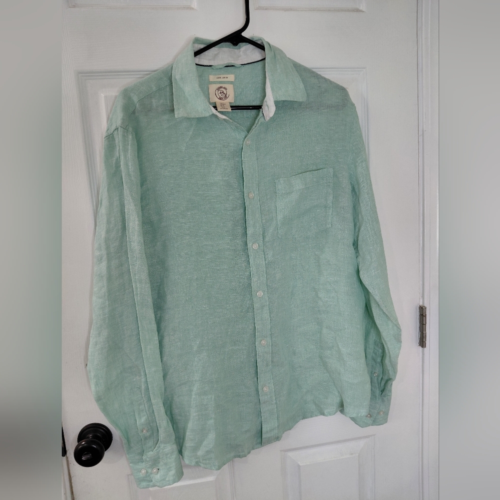 Panama Jack Men's Size M Light Green Linen Shirt